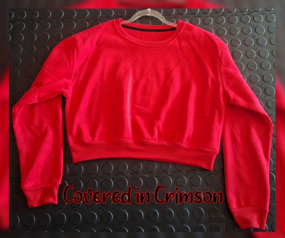Covered in Crimson Cropped Sweatshirt