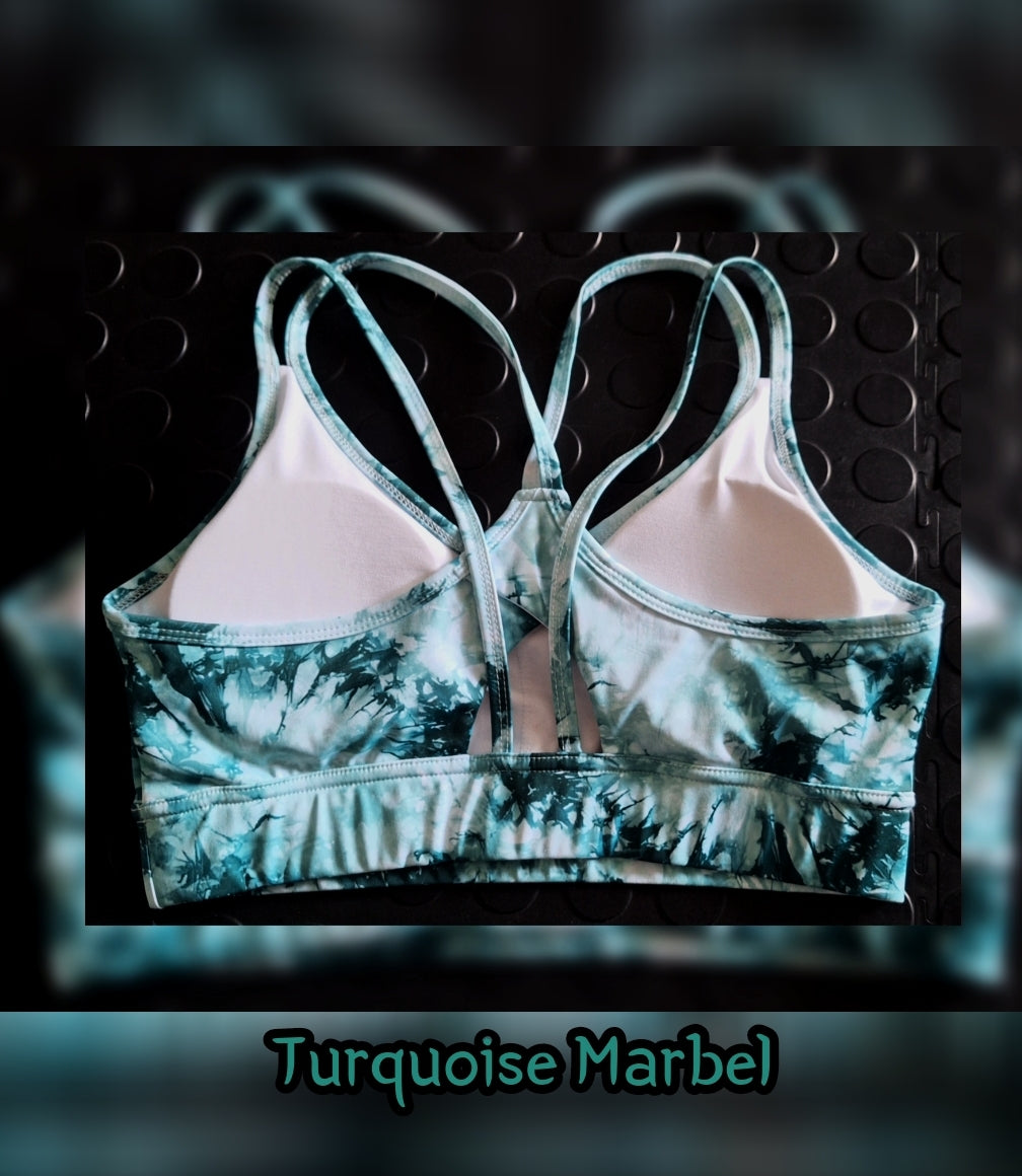 Turquoise Marbel Sports Bra