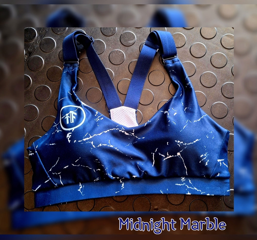 Midnight Marble Sports Bra