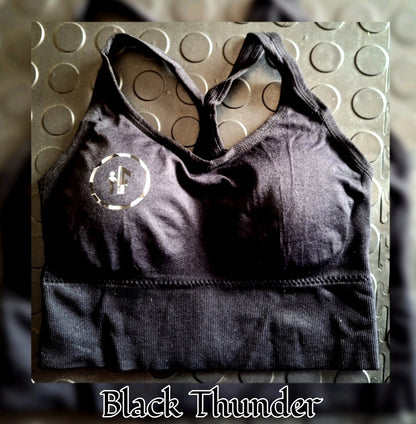 Black Thunder (Hook-and-eye closure) Sports Bra