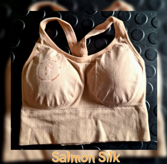 Salmon Silk (Hook-and-eye closure) Sports Bra